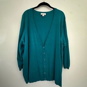 Avenue Teal Button-up Cardigan Size 22/24